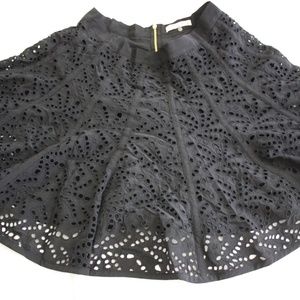 New Silk RebeccaTaylor Black Eyelet lace skirt 10